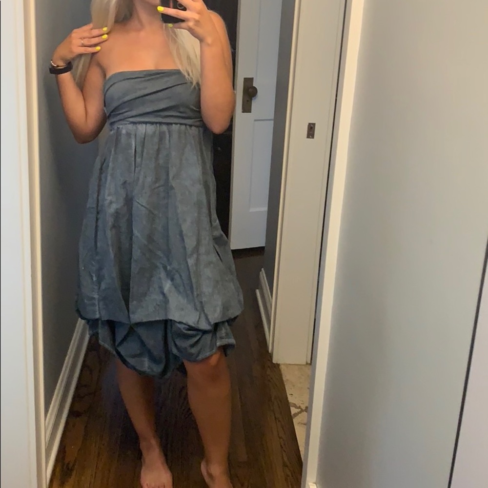 Gray/Blue Boho strapless dress